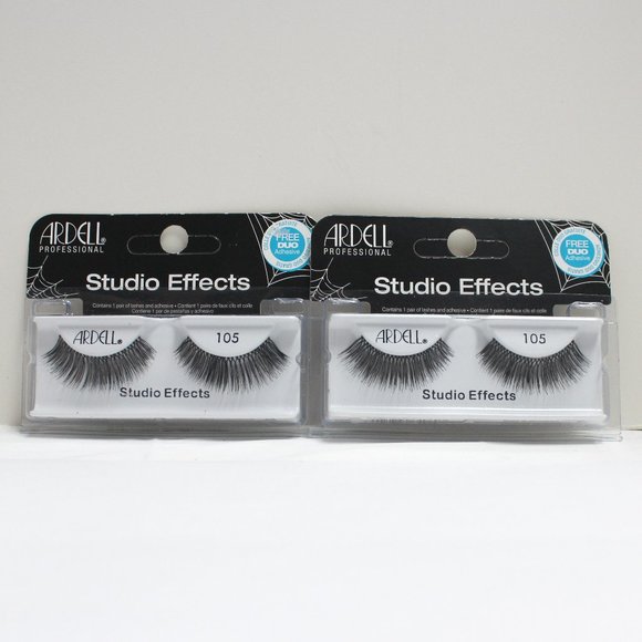 2 Sets New Ardell Professional False Eyelashes Studio Effects Number 105 - Black - Picture 1 of 5